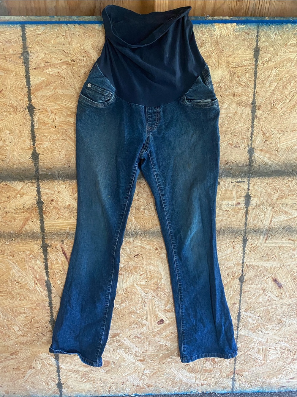 Indigo Blue Women's Dark Blue Flare Jeans with Stretch Waist